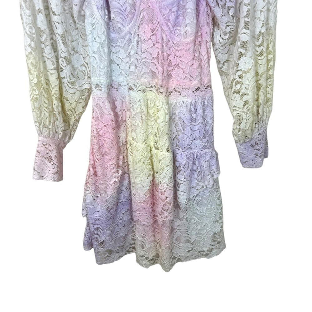 LoveShackFancy Pastel Lace Mini Dress in Pink, Purple, Cream - Picture 10 of 16